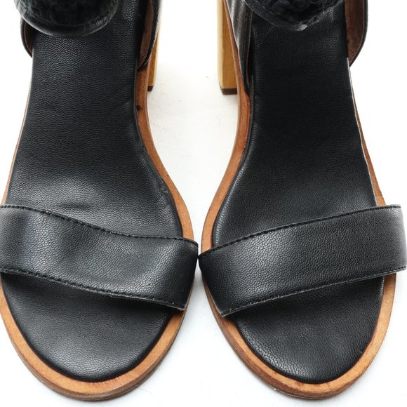 FIEL Anthropology Zip Back Heeled Sandal Women's 6 Black Leather - Picture 13 of 16